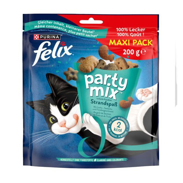 Friandise pour chat F&eacute;lix party mix saveur saumon et truite sachet 200g