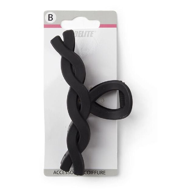 Pince cheveux crocodile noir mat effet torsad&eacute; L11cm