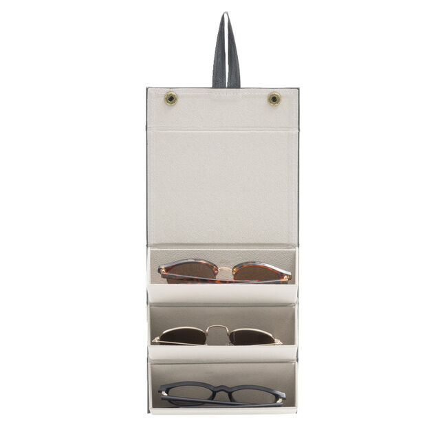 &Eacute;tui &agrave; lunettes pour 3 paires organisateur de voyage simili noir 16x13xH6cm