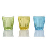 Photophore en verre uni vert jaune bleu x3