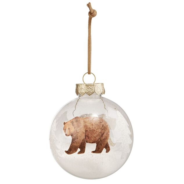 Boule de No&euml;l transparente imprim&eacute; animaux &Oslash;8cm