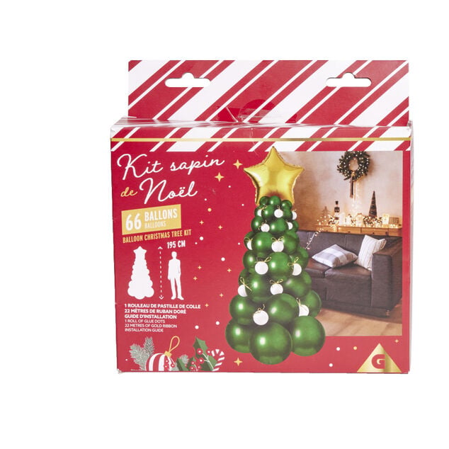 Kit sapin de No&euml;l 66 ballons H195cm