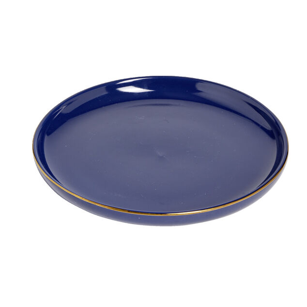 Assiette &agrave; dessert bleue bordure dor&eacute;e &Oslash;20cm