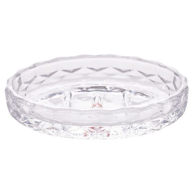 Porte-savon en verre effet cristallin transparent 12x8xH2,5cm