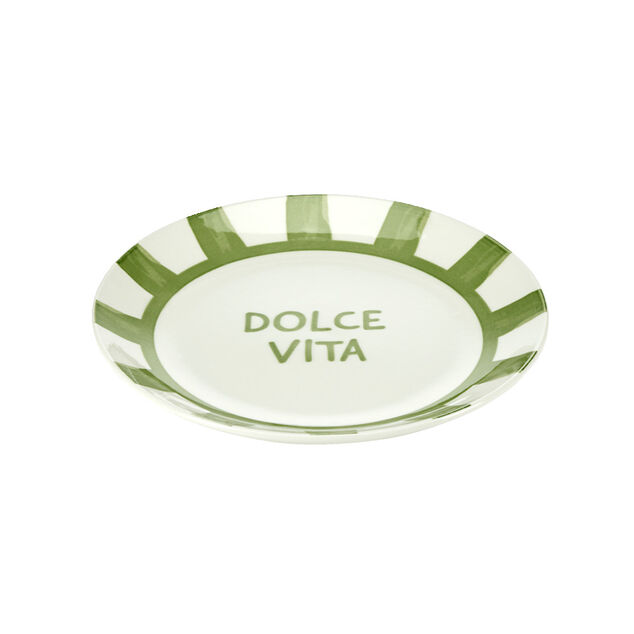 Assiette à dessert porcelaine "Dolce Vita" blanche et verte Ø20cm