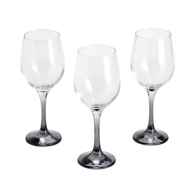 Verre à vin x3 avec pied gris fumé 39,5cl