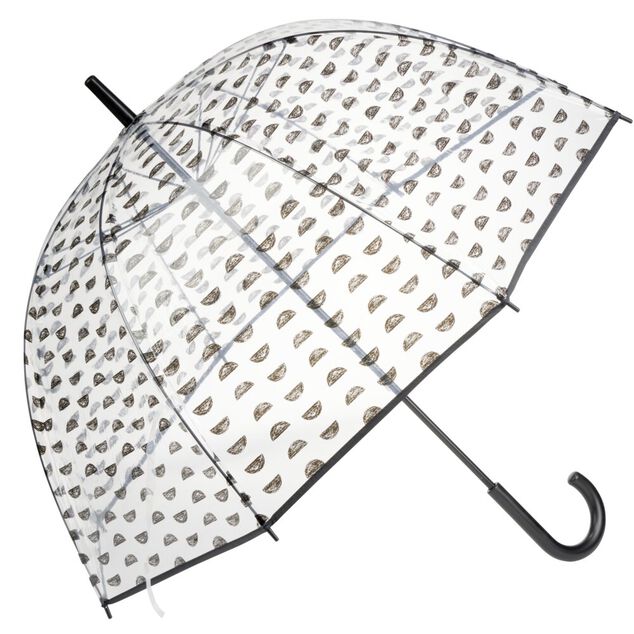 Parapluie transparent et noir motifs demi-cercles L85cm