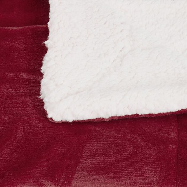 Plaid pilou pilou sherpa blanc et prune 127x152cm