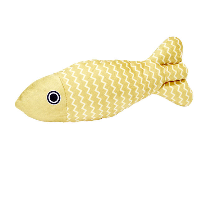 Jouet pour chat forme poisson jaune ou bleu L21cm