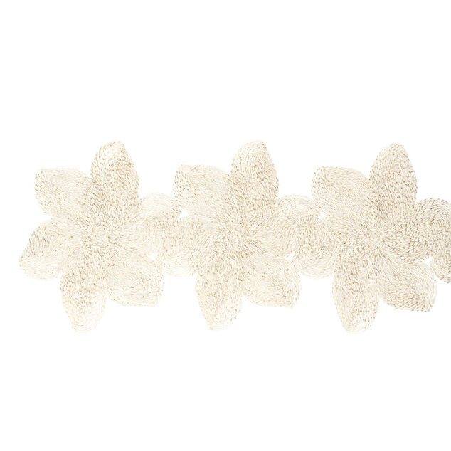 Chemin de table dor&eacute; design fleurs ajour&eacute;es 25x180cm