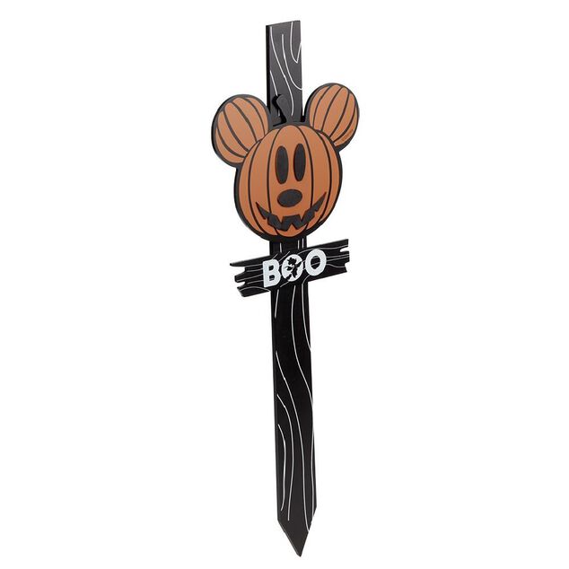 Panneau en bois Disney inscription BOO t&ecirc;te Mickey orange 23,5x2xH80cm