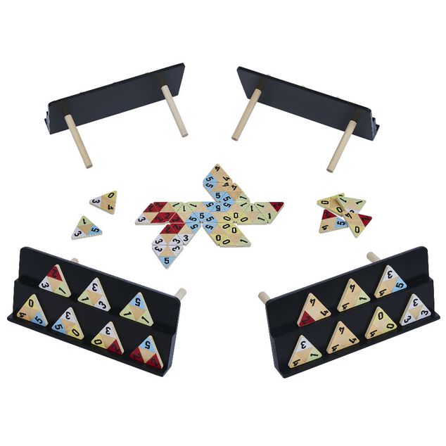 Jeu de soci&eacute;t&eacute; domino triangulaire en bois