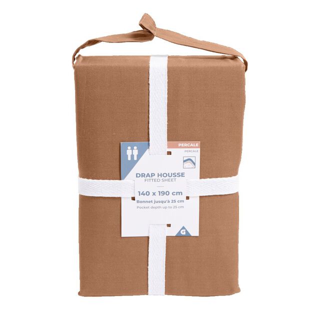 Drap housse 140x190cm 100% coton percale rouge