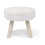 Pouf d&eacute;cor nuage laine boucl&eacute;e Blanc -  36x30xH33cm