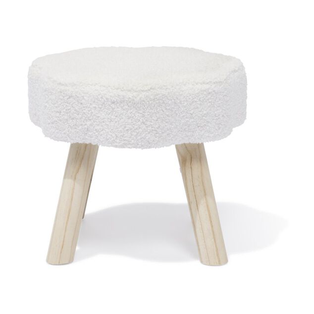 Pouf d&eacute;cor nuage laine boucl&eacute;e Blanc -  36x30xH33cm