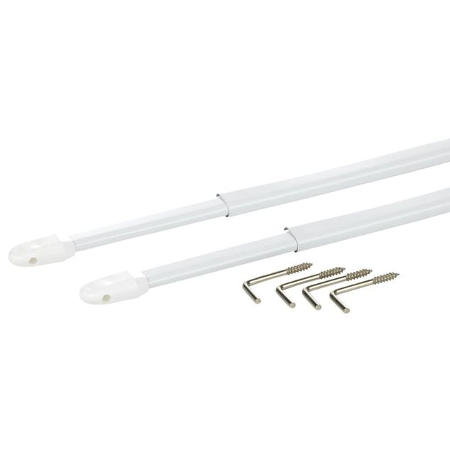 Tringle de vitrage Extensible 30-50 cm m&eacute;tal blanc x2