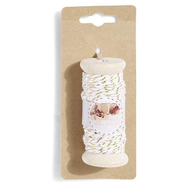 Rouleau fil coton blanc et dor&eacute; 15m
