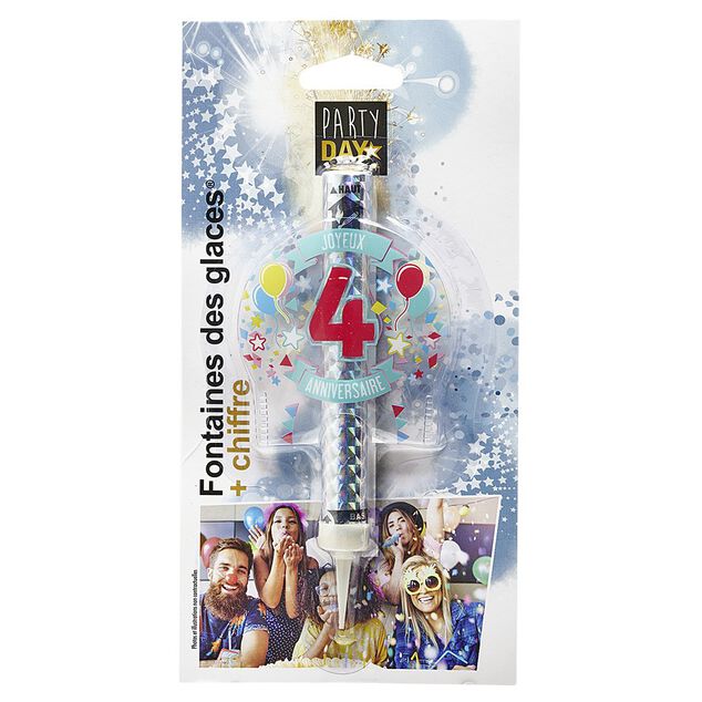 Fontaine de glace feu d'artifice bouteille chiffre 4