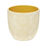 Pot terre cuite arabesque motif fleur beige &Oslash;13,5xH13,5cm