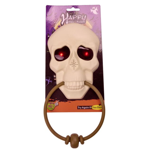 Sonnette t&ecirc;te de mort son et lumi&egrave;re L14X4XH29 cm