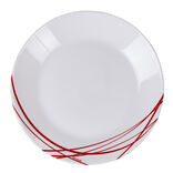 Assiette à dessert ronde Arcopal blanche lignes rouges Ø18cm