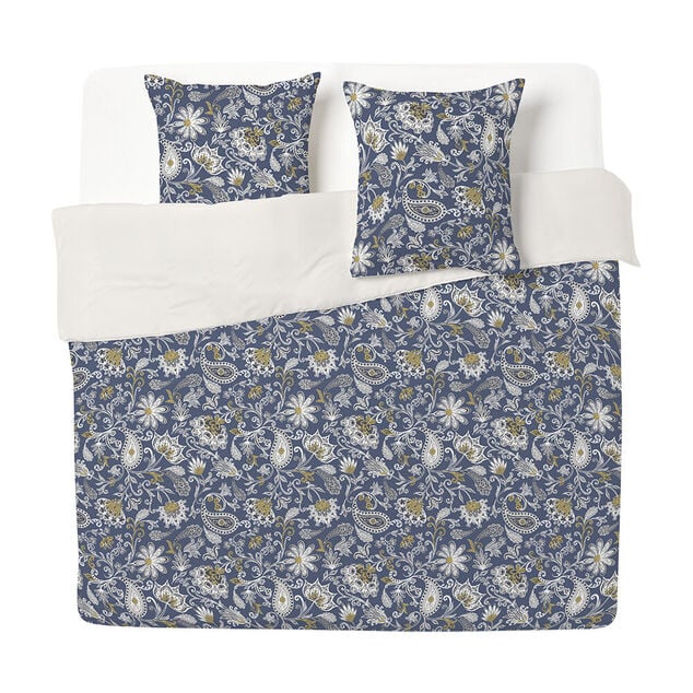 Parure de lit 2 personnes 240x260cm paisley bleu et beige