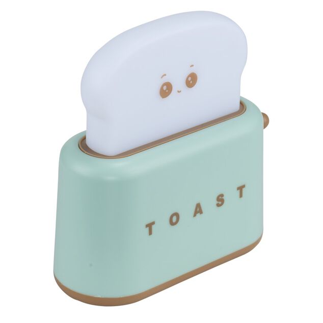 Veilleuse enfant LED forme grille pain r&eacute;tro vert et blanc 10x8xH10cm