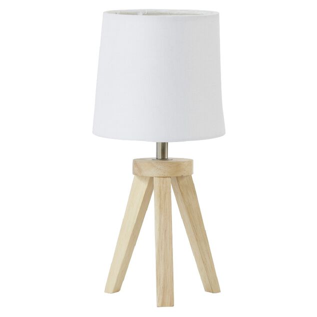 Lampe tr&eacute;pied &agrave; poser en bois