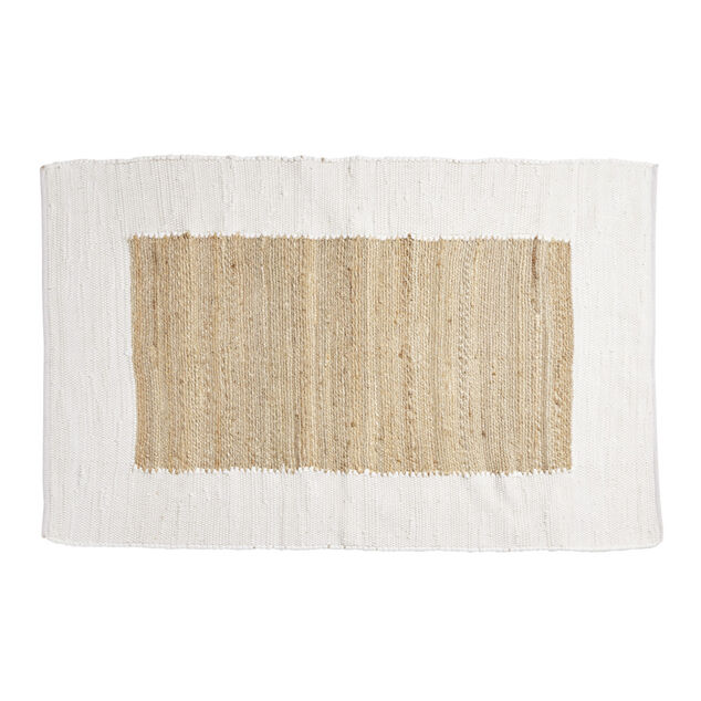 Tapis effet jute bord coton beige 100x150cm