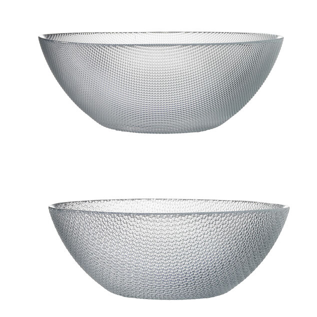 Saladier en verre design relief transparent x2