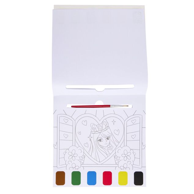 Cahier de peinture &agrave; l'eau - 6 couleurs et 1 pinceau