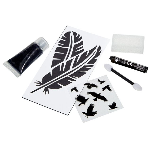 Kit de maquillage Halloween plume corbeau noir