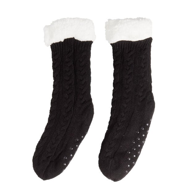 Chaussettes d'int&eacute;rieur doubl&eacute;es peluche rose TU