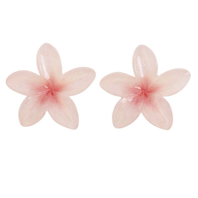 Boucles d'oreilles acrylique fleur de tiar&eacute; rose &Oslash;2,5cm