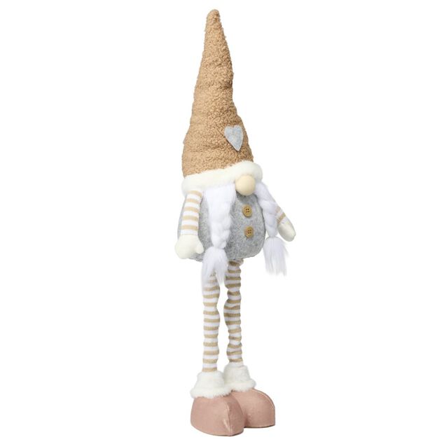 Gnome de No&euml;l nature &agrave; poser jambes extensibles H50 &agrave; 68cm (2 mod&egrave;les)