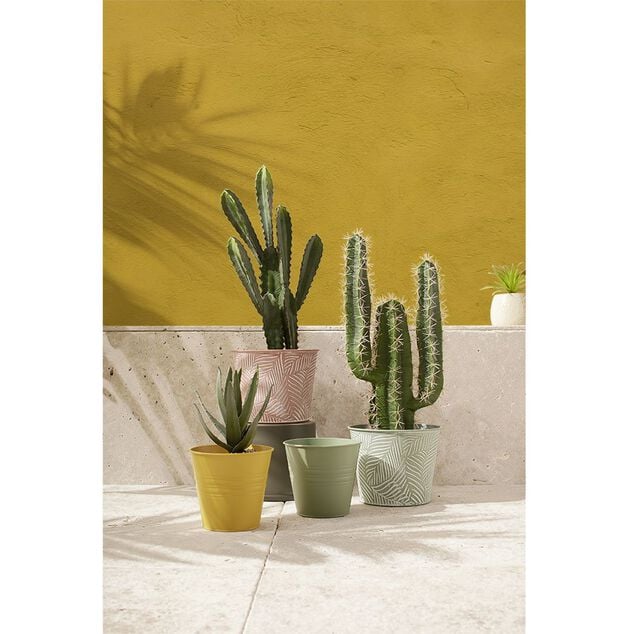 Pot en m&eacute;tal vert petit mod&egrave;le &Oslash;16xH13cm