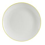 Assiette dessert porcelaine blanc liser&eacute; jaune &Oslash;20cm