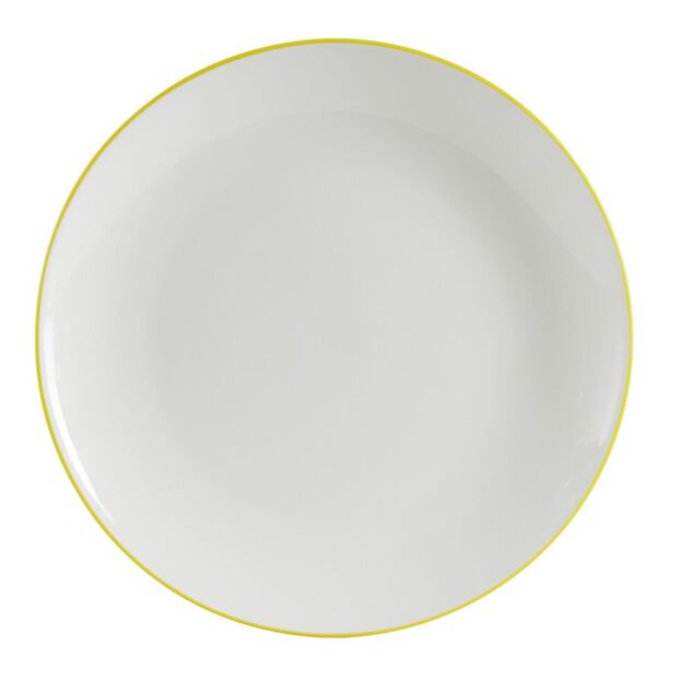 Assiette dessert porcelaine blanc liser&eacute; jaune &Oslash;20cm