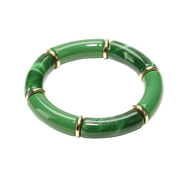 Bracelet tube élastique époxy et acrylique vert émeraude