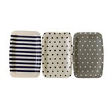 Plateau plastique ray&eacute; ou &agrave; pois 33x22xH1,5cm