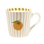 Mug c&eacute;ramique motif fruit orange bayad&egrave;re rayures color&eacute;es &Oslash;8,5xH9cm (2 mod&egrave;les)