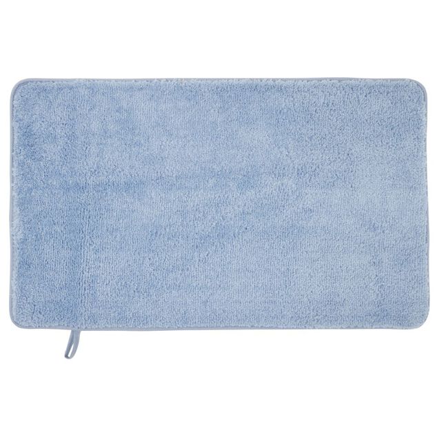 Tapis de bain m&eacute;moire de forme bleu 75x45cm