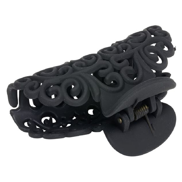 Pince &agrave; cheveux en plastique noir mat