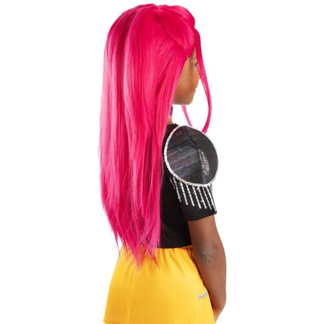 Perruque enfant fille KPOP Mira longues couettes roses L63cm