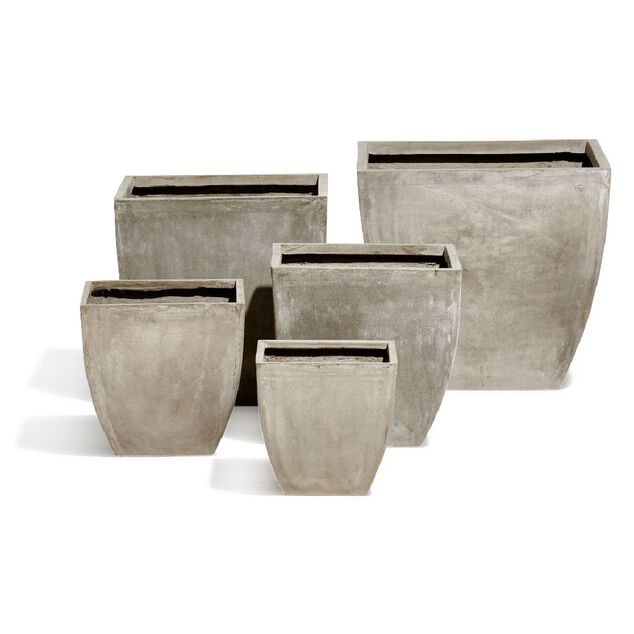 Cache pot fibre d'argile carr&eacute; effet vieilli gris 47x47xH47cm