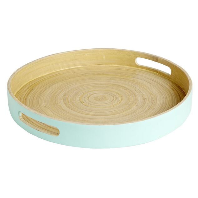 Plateau bambou contour color&eacute; 35x35xH5cm