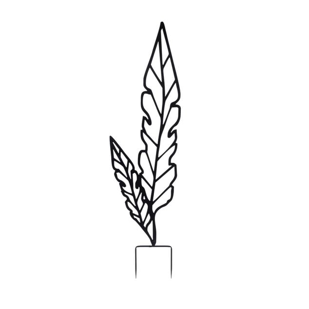 D&eacute;coration ext&eacute;rieure &agrave; planter forme feuille m&eacute;tal noir L40xH146cm
