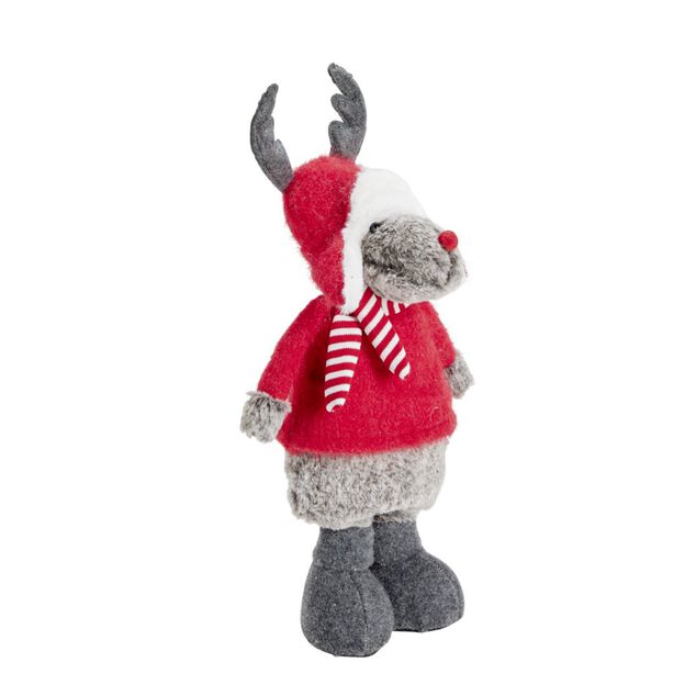 Décoration de Noël à poser renne mignon avec jambe extensible 20x17xH48à68cm