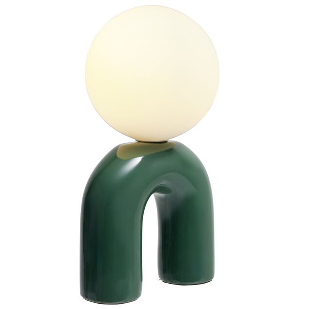 Lampe &agrave; poser c&eacute;ramique forme pont avec boule 12x16xH25cm (2 mod&egrave;les)