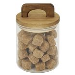 Bocal de conservation 500ml en verre avec couvercle en bois &Oslash;9,5xH10cm
